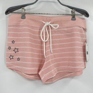 PJ Salvage Love More Waffle-Knit Pajama Shorts sz M Blush Stripe/Stars RWLMS NWT